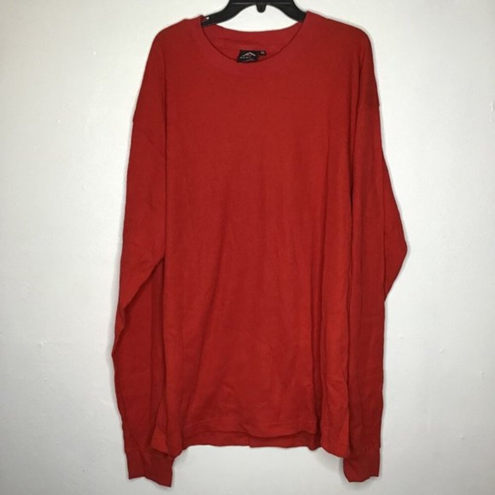 Access Men Shirt Size 4XL Red Waffle Knit Long Sleeve Pullover Thermal